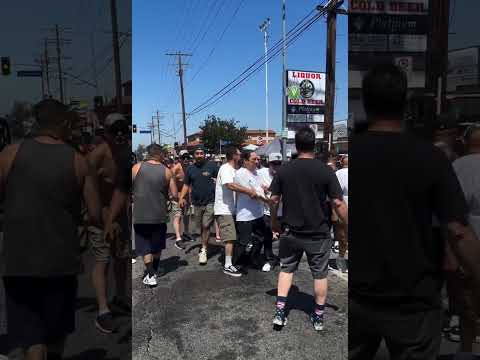 Danny Trejo fight at the Sunland-Tujunga July 4th parade after some water balloon throwing, 1 of 3