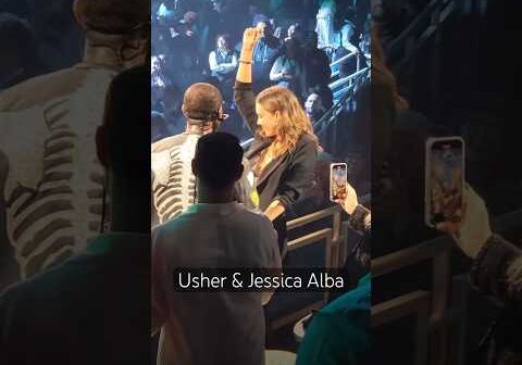 Usher sings to Jessica Alba at concert in Las Vegas Nevada