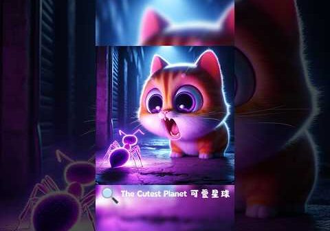 😱😱💜Kitten found a weird purple ant!What’s gonna happen⁉️ #cat #catlover #貓 #aiart #ai #shorts