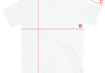 White T-shirt with measurement lines.