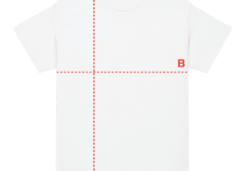 White T-shirt with dashed measurement guide lines