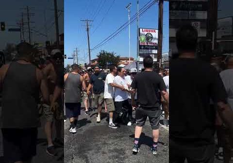 Danny Trejo fight at the Sunland-Tujunga July 4th parade after some water balloon throwing, 1 of 3