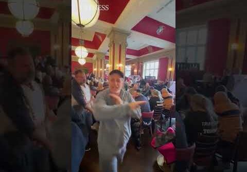 Shock moment Tommy Robinson chants erupt in packed Wetherspoons