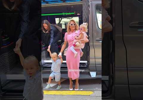 Paris Hilton arrives in NYC for a studio interview with her little ones, Phoenix and London 💕