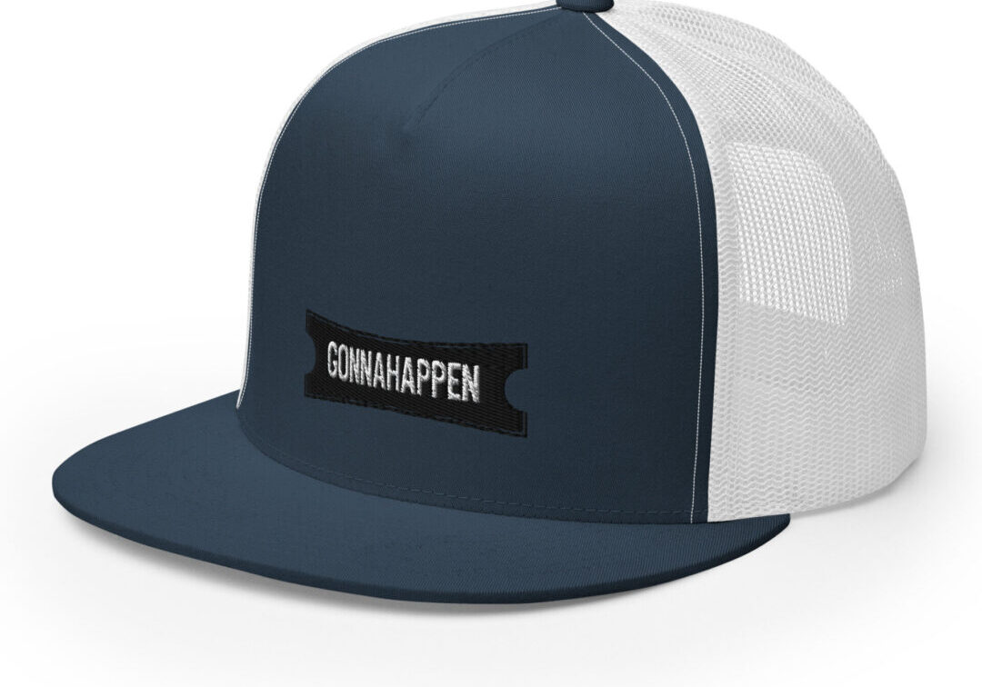Navy blue Gonnahappen trucker hat.
