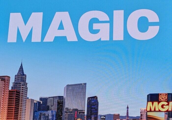 Las Vegas Strip with large "MAGIC" sign