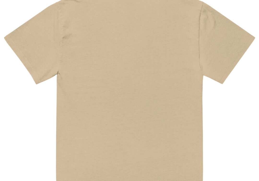 Beige t-shirt, back view.