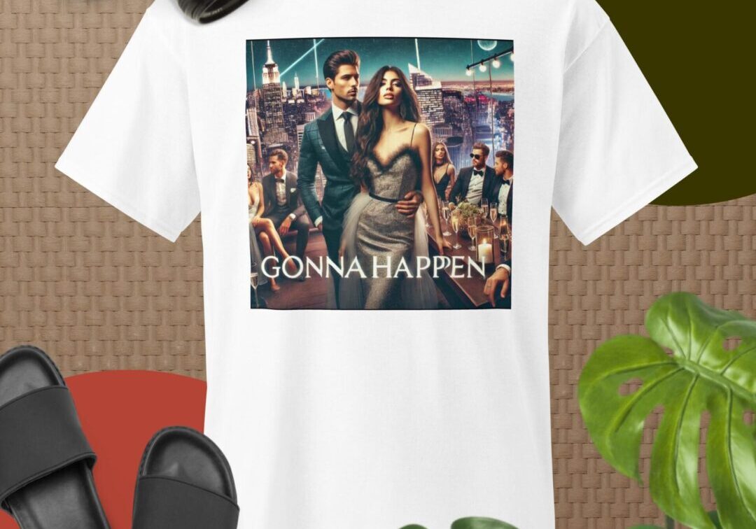 White T-shirt with glamorous couple graphic